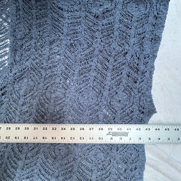 Sundance Womens Navy Crochet Knit Poncho Cardigan Sweater Top M/L - Picture 5 of 6